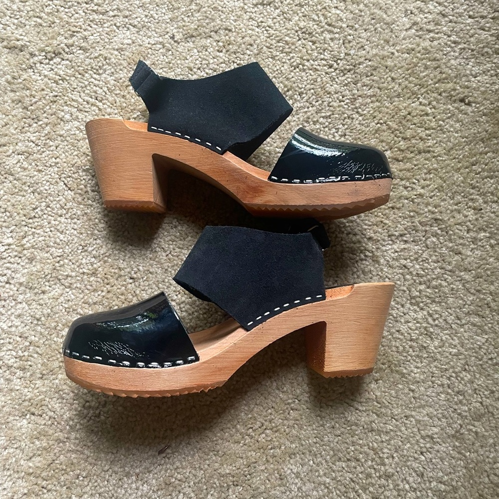Funkis Black Two Strap Clogs